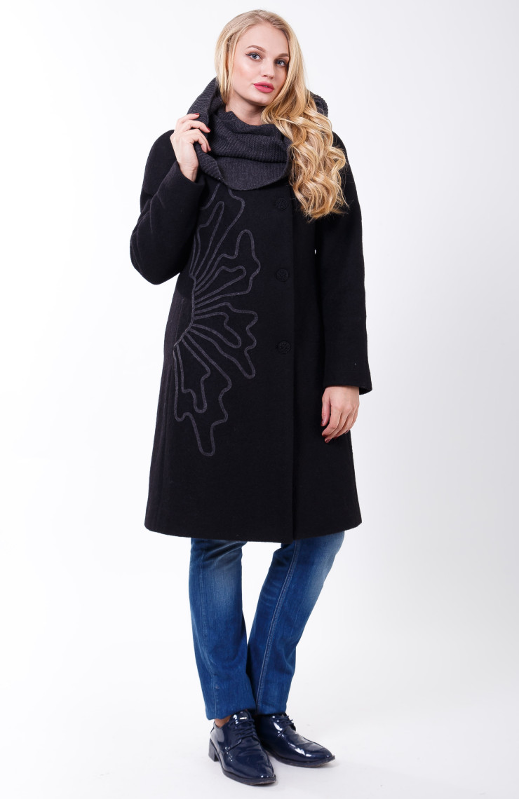 Пальто 2-357 Черный шоколад