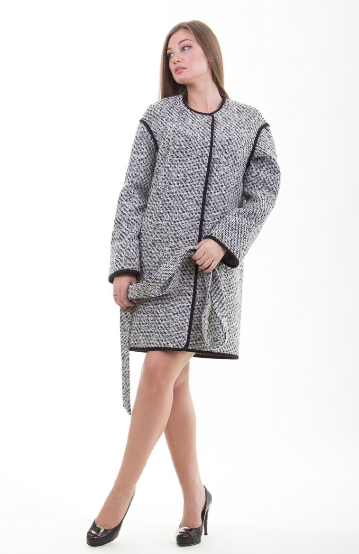 Пальто 2-408 Бело-черный