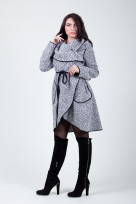 Пальто 2-414 Бело-черный