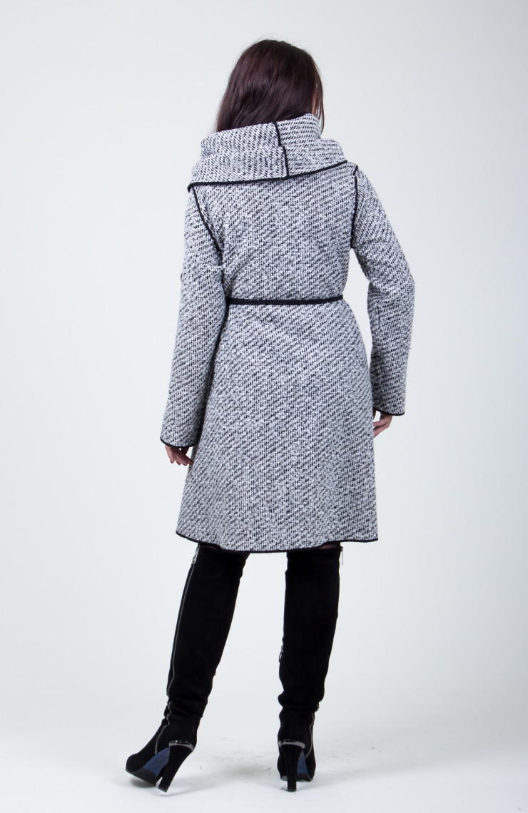 Пальто 2-414 Бело-черный