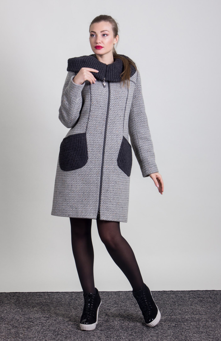 Пальто 2-410Ш Серый меланж