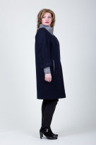 Пальто 2-389ДШ Черный + серый