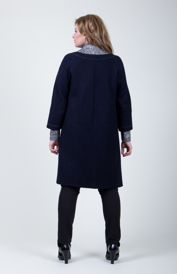 Пальто 2-389ДШ Черный + серый