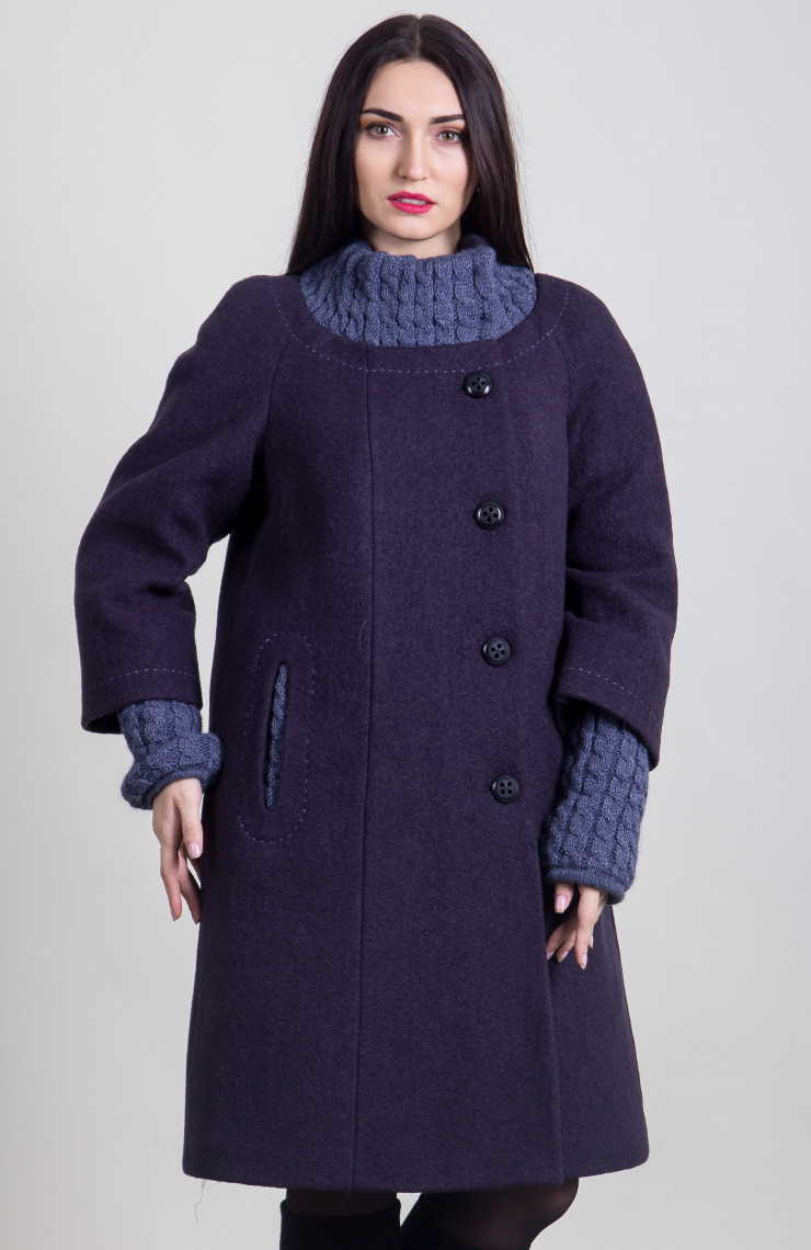 Пальто 2-389ДШ Сине-фиолетовый