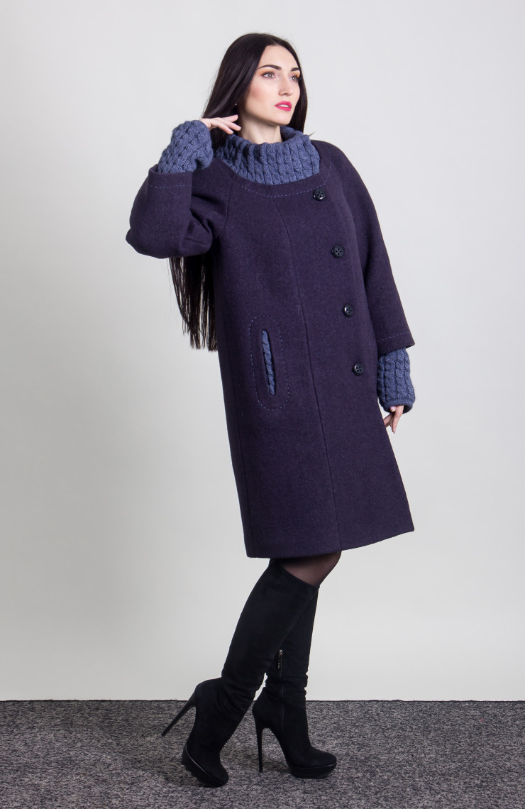 Пальто 2-389ДШ Сине-фиолетовый