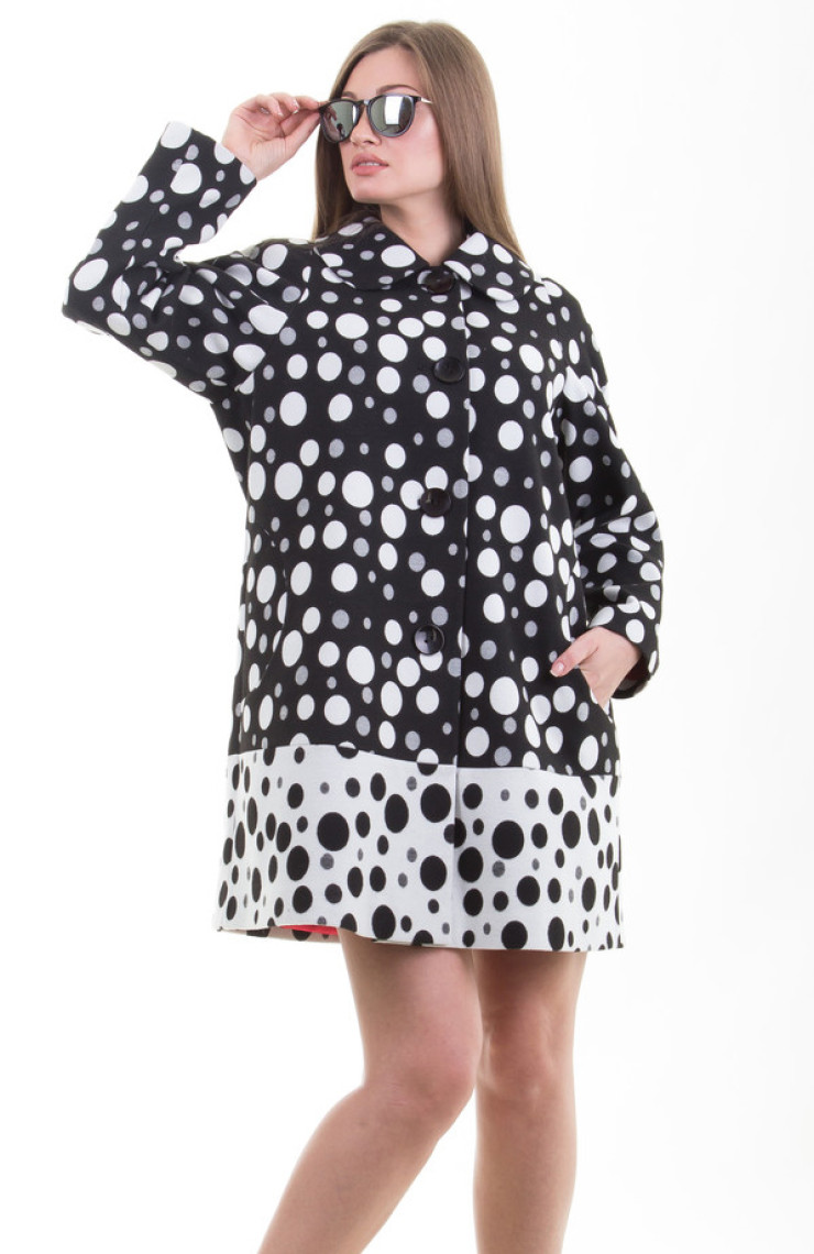 Пальто 2-404 Черный горох