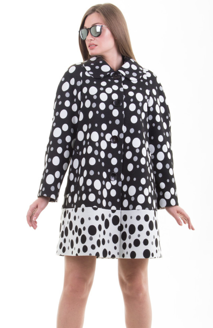 Пальто 2-404 Черный горох