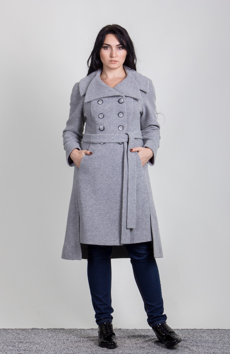 Пальто 2-464L Светло-серый