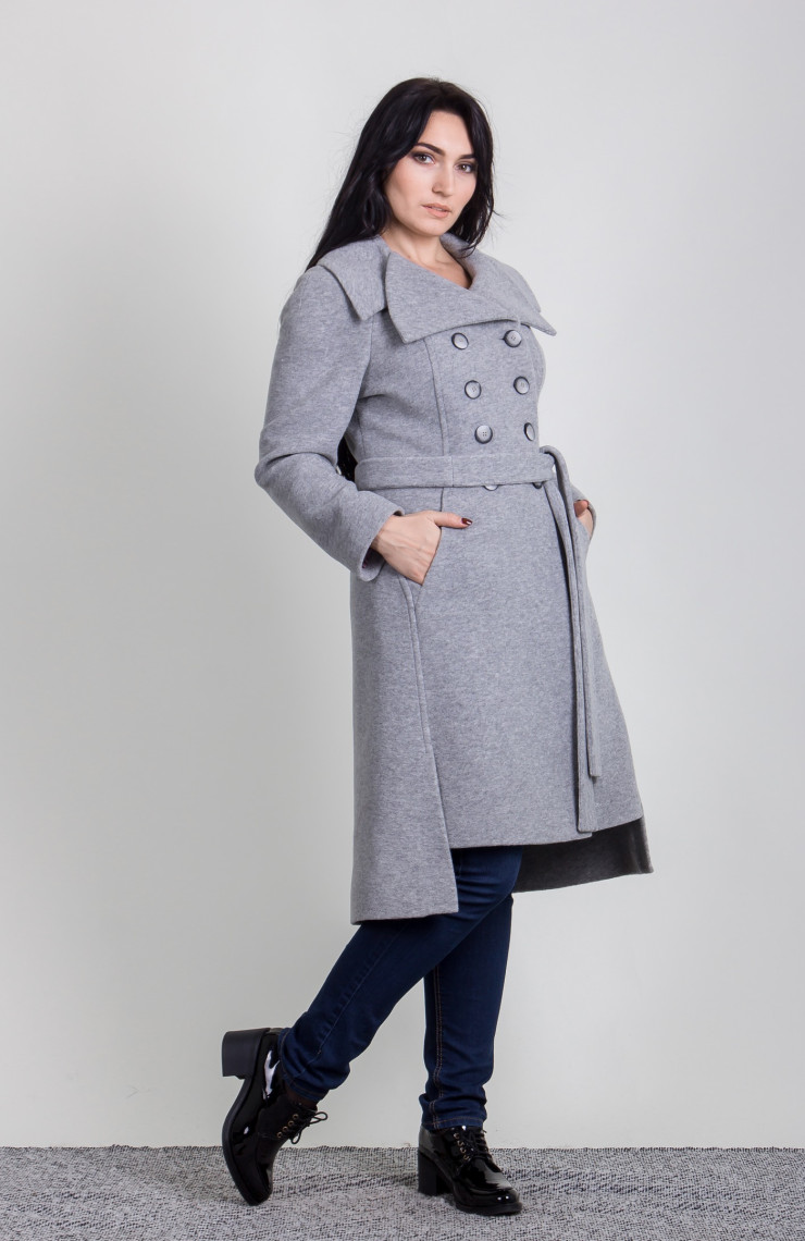 Пальто 2-464L Светло-серый