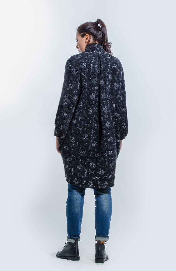 Пальто S-274 Черно-серый