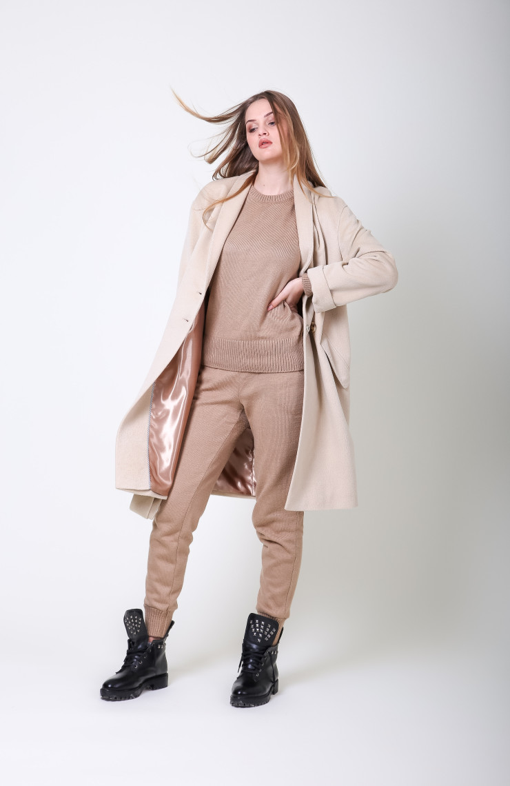 Пальто S-2013 Светло-бежевый