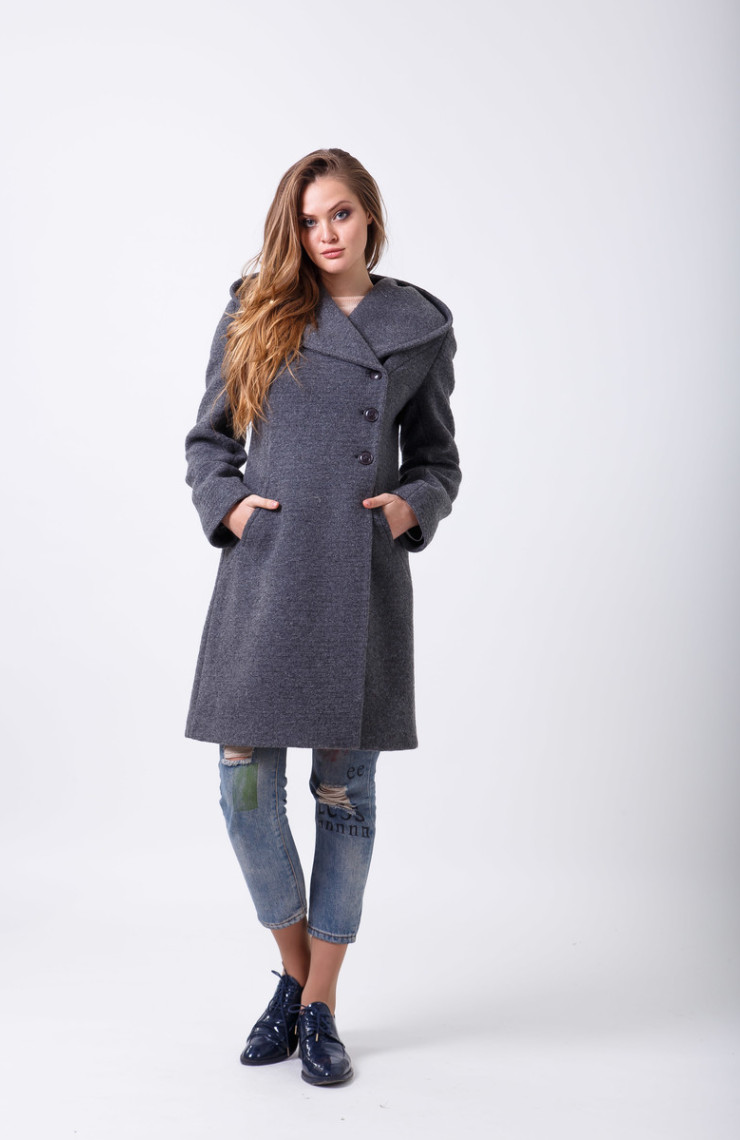 Пальто 2-498L Темно-серый