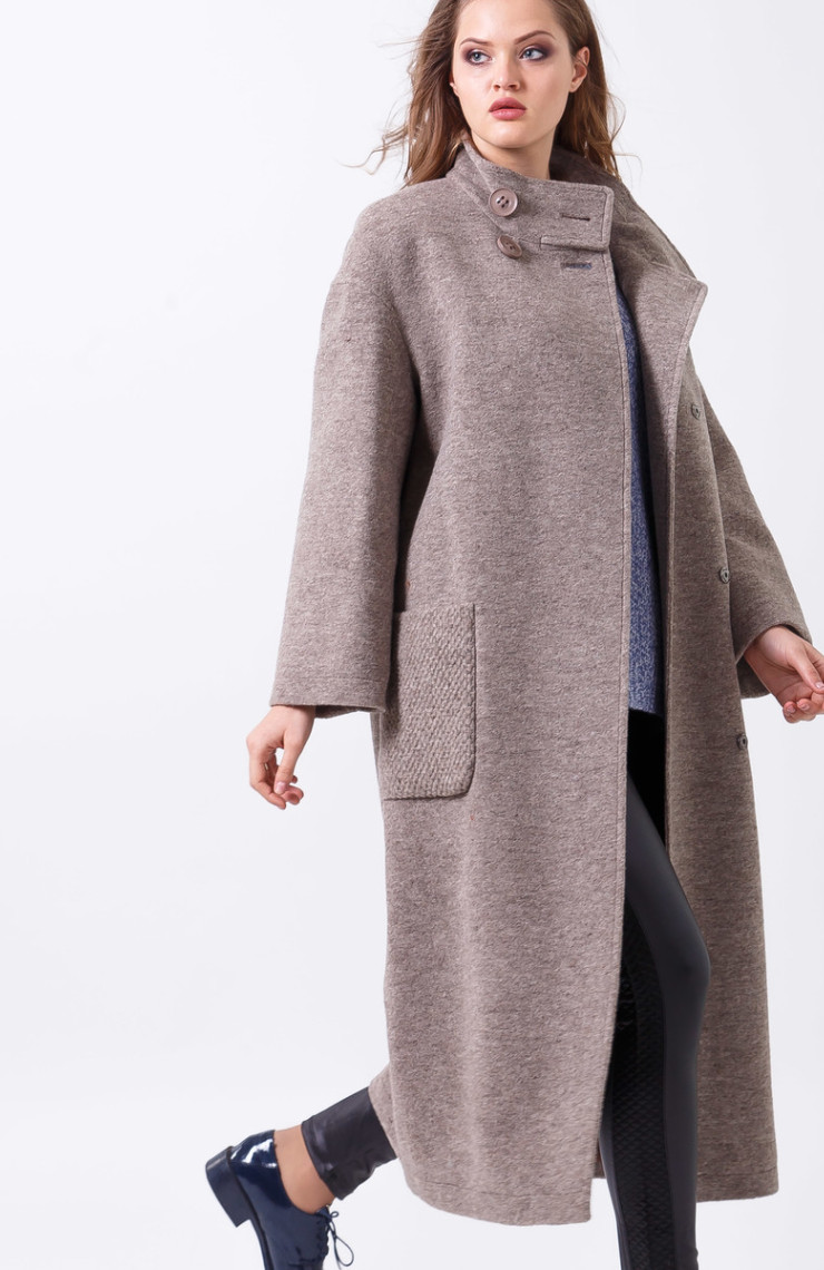 Пальто 2-456L Серо-коричневый