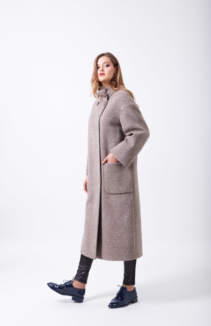 Пальто 2-456L Серо-коричневый