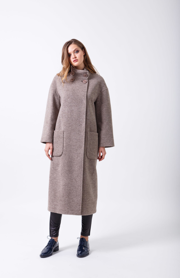 Пальто 2-456L Серо-коричневый