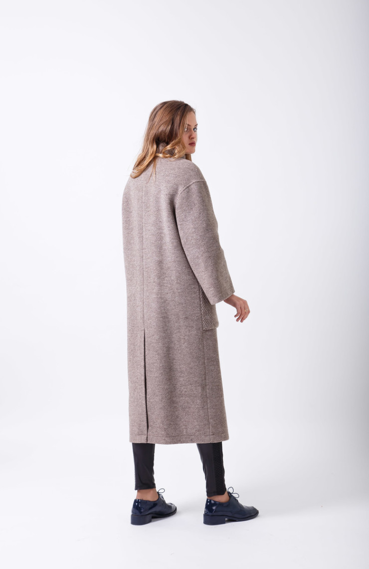 Пальто 2-456L Серо-коричневый