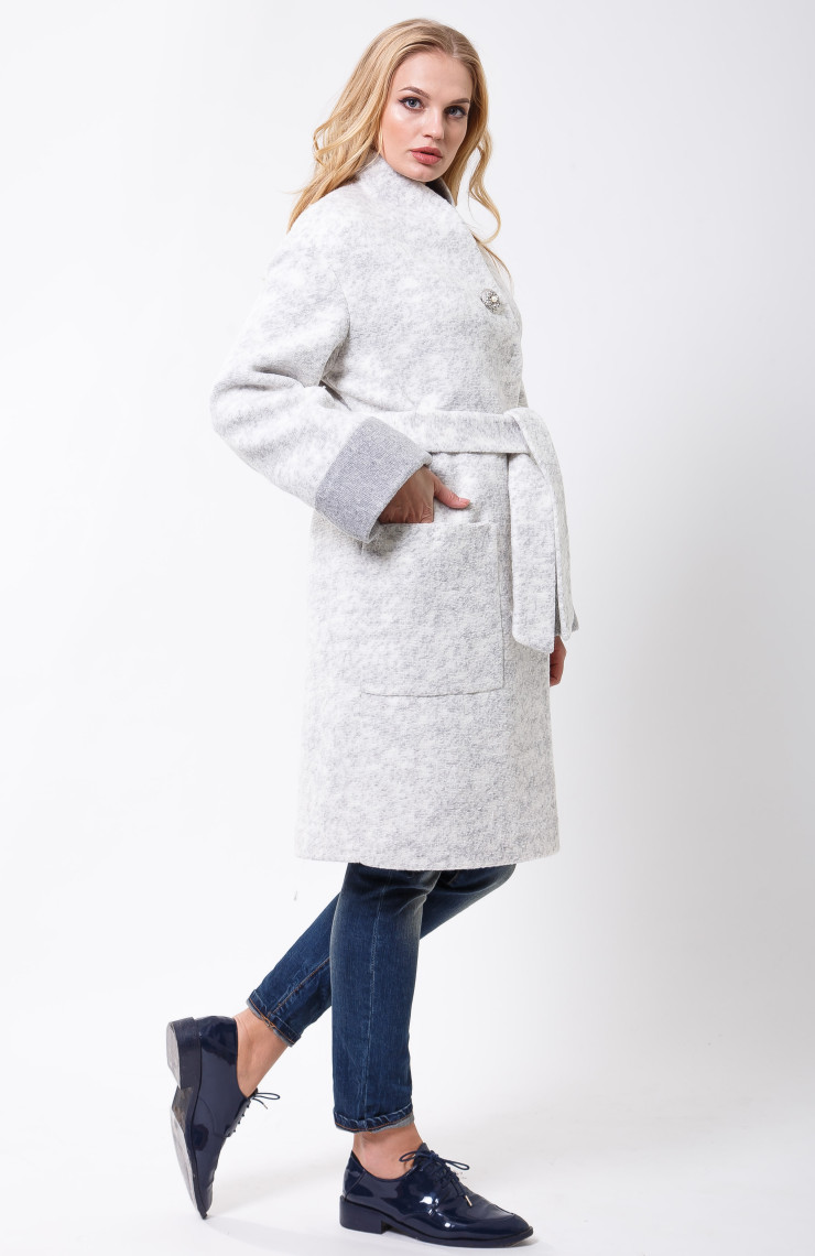 Пальто 2-477L Меланж светло-серый