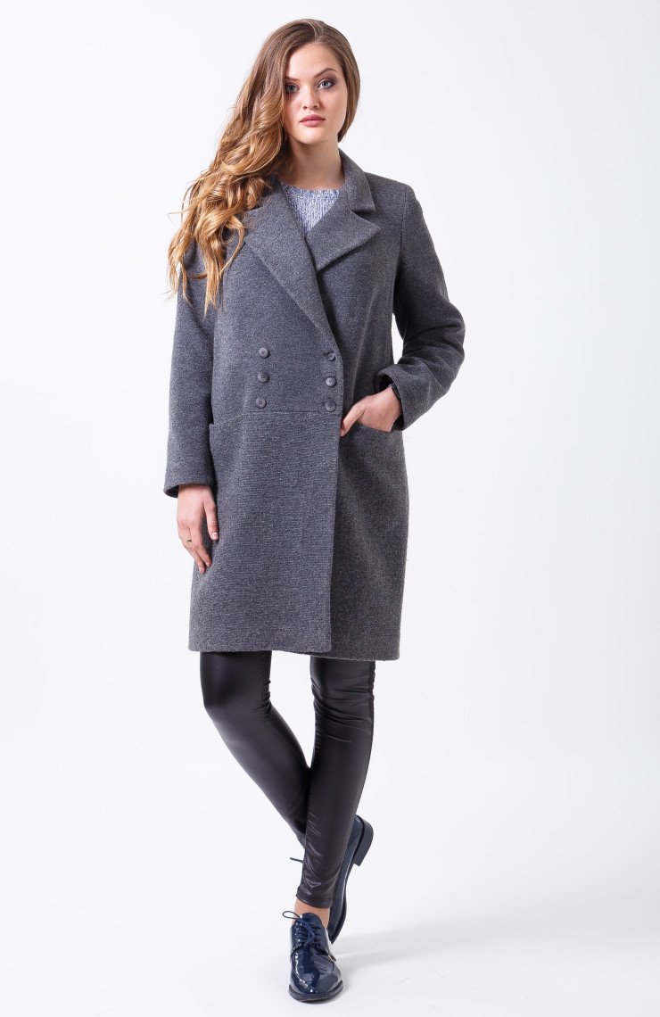 Пальто 2-485L Темно-серый