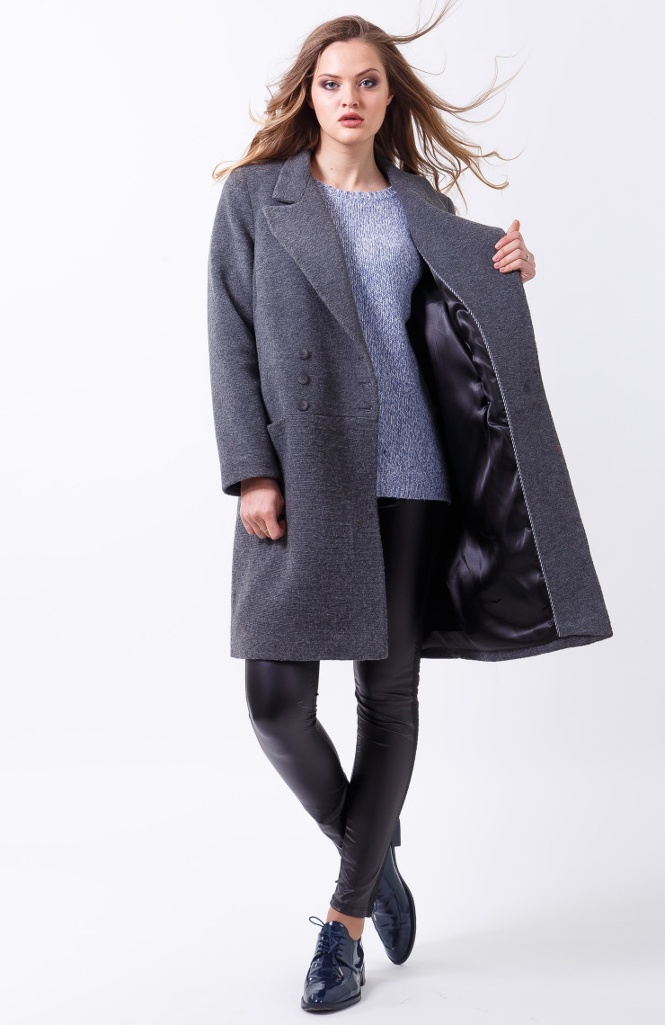 Пальто 2-485L Темно-серый