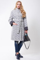 Пальто 2-477L Меланж бело-серый
