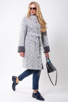 Пальто 2-477L Меланж бело-серый