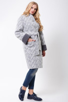 Пальто 2-477L Меланж бело-серый