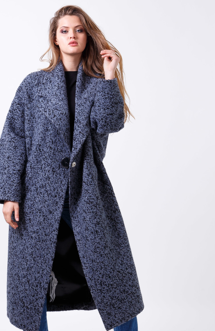 Пальто 2-473L Сине-черный