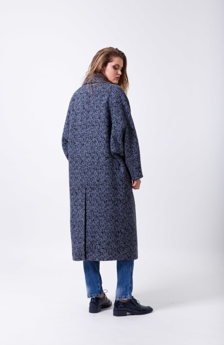 Пальто 2-473L Сине-черный