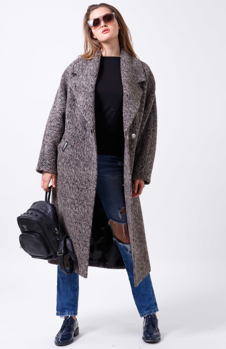 Пальто 2-473L Серо-коричневый