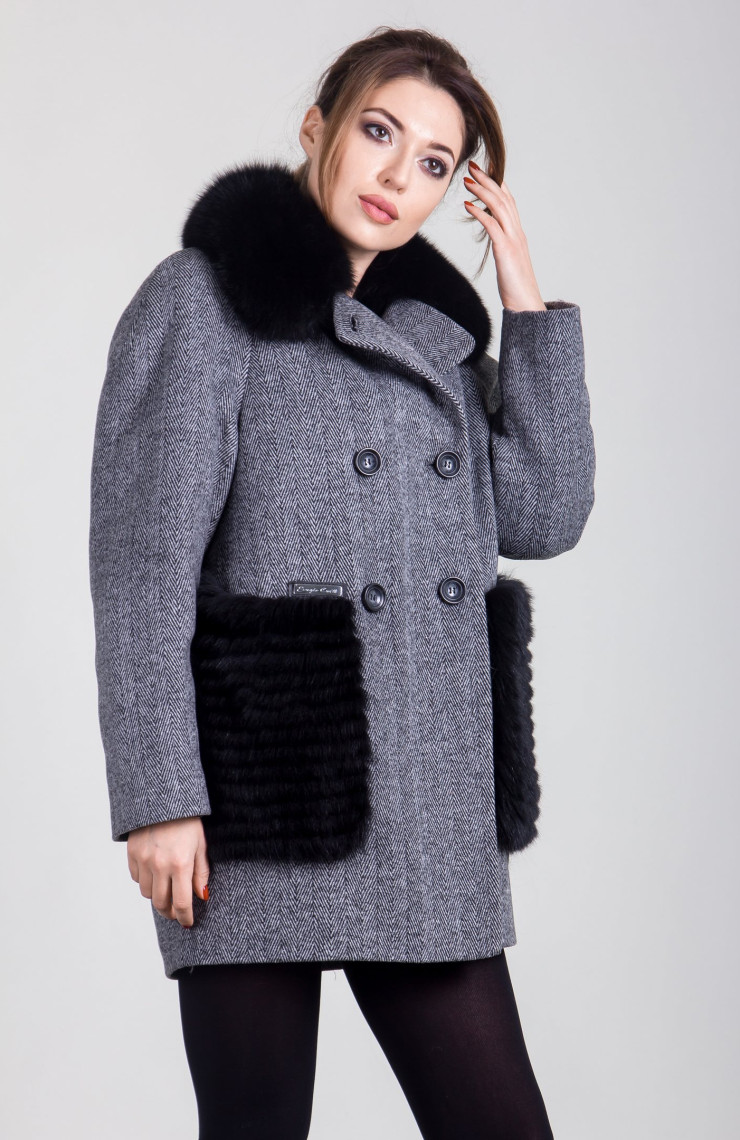 Пальто 1-063 Светло-серый