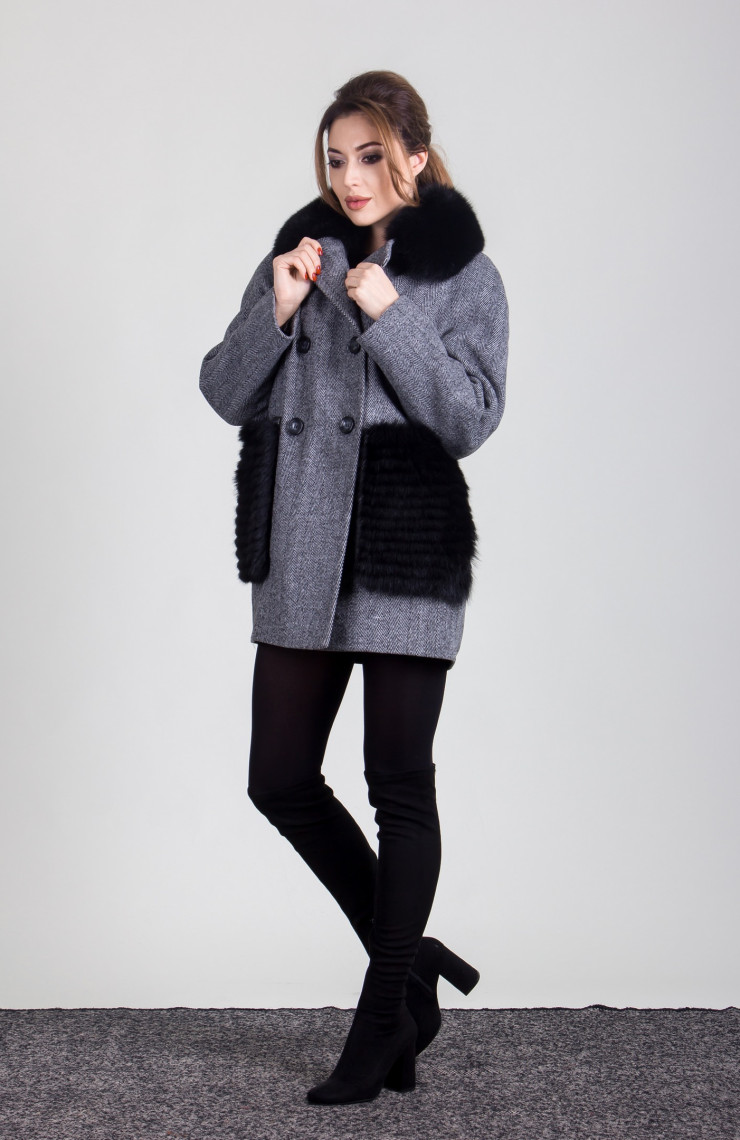 Пальто 1-063 Светло-серый