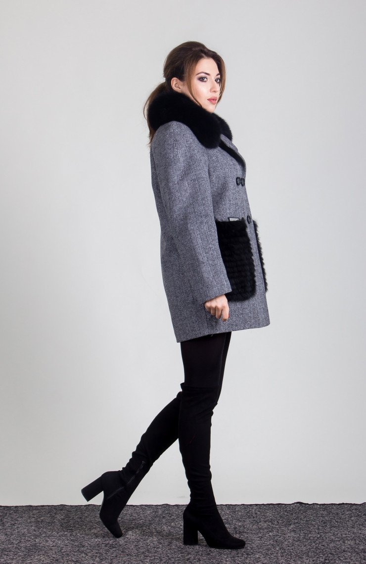 Пальто 1-063 Светло-серый