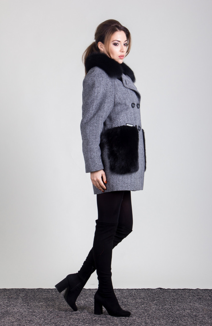 Пальто 1-063 Светло-серый