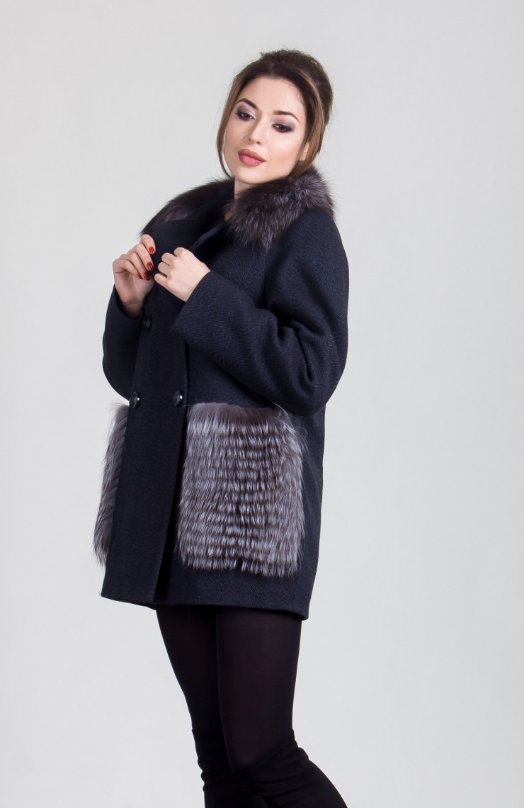 Пальто 1-063 Темно-синий