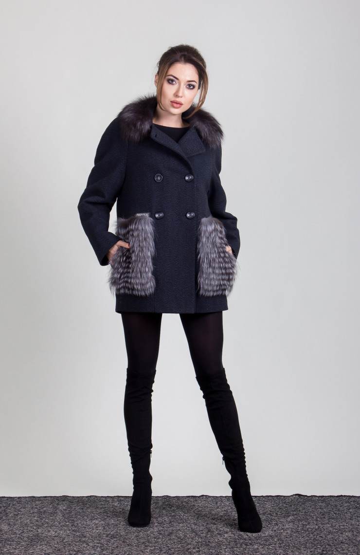 Пальто 1-063 Темно-синий