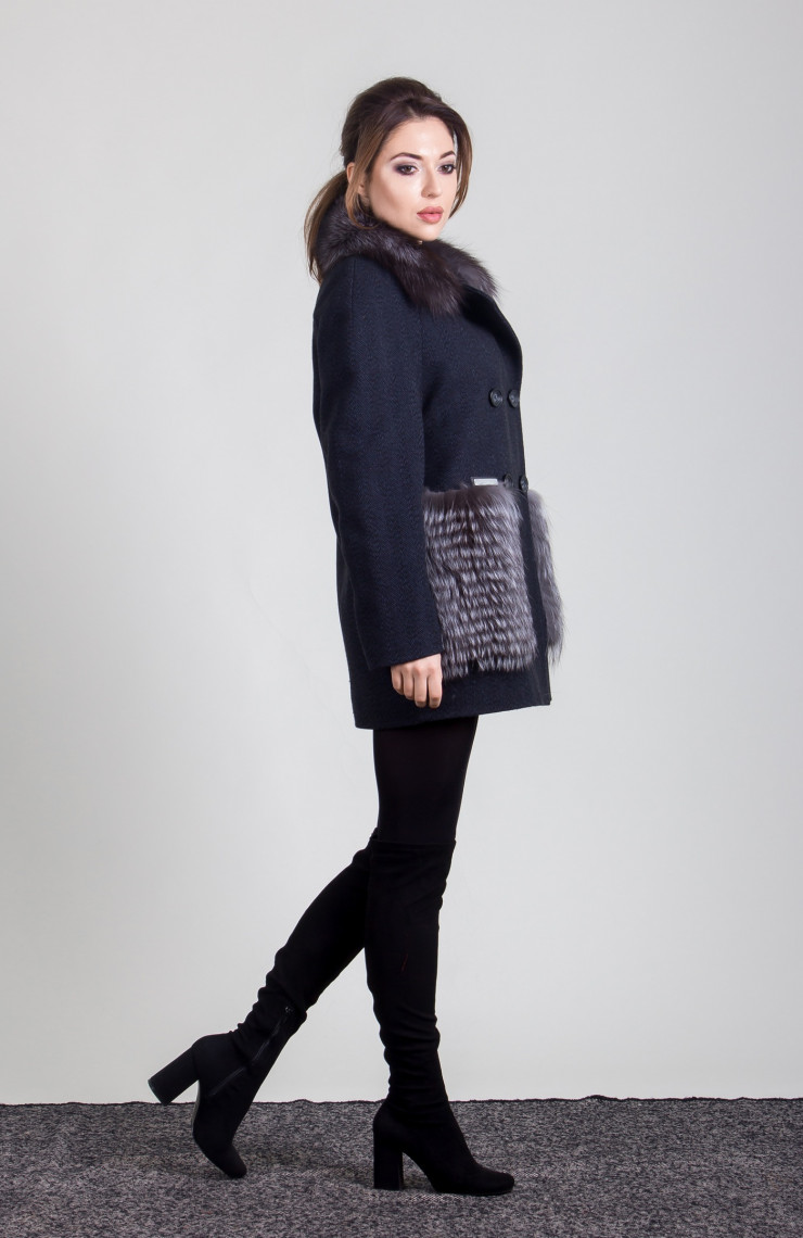 Пальто 1-063 Темно-синий