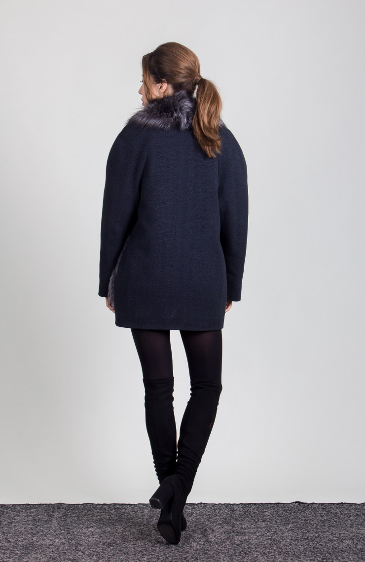 Пальто 1-063 Темно-синий