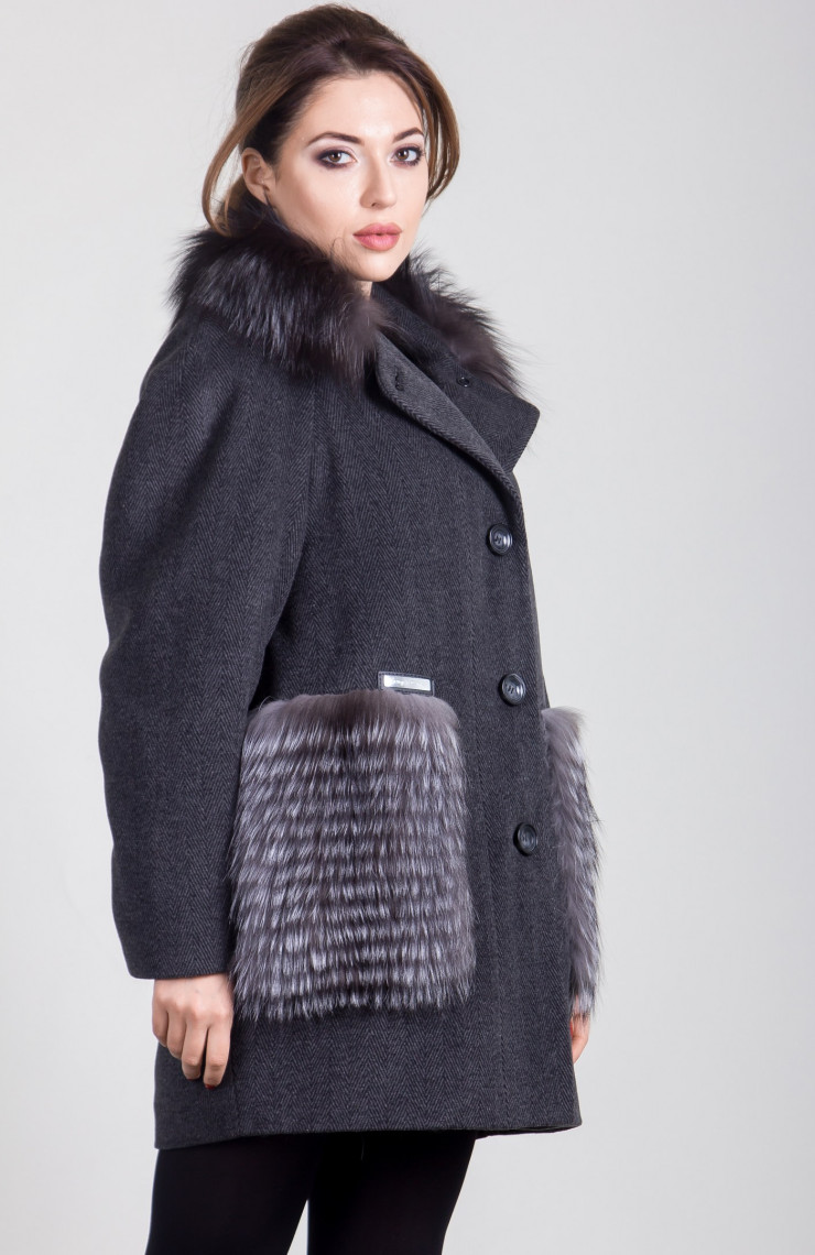 Пальто 1-063П Темно-серый