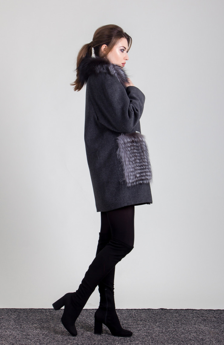 Пальто 1-063П Темно-серый