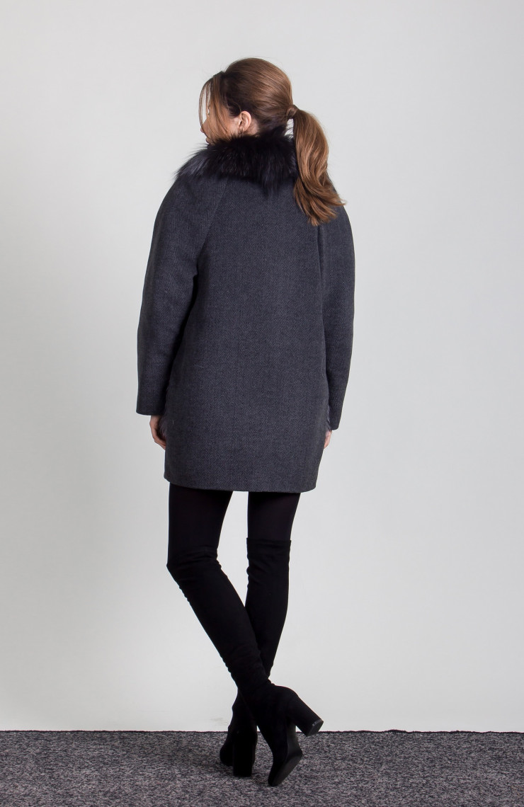 Пальто 1-063П Темно-серый