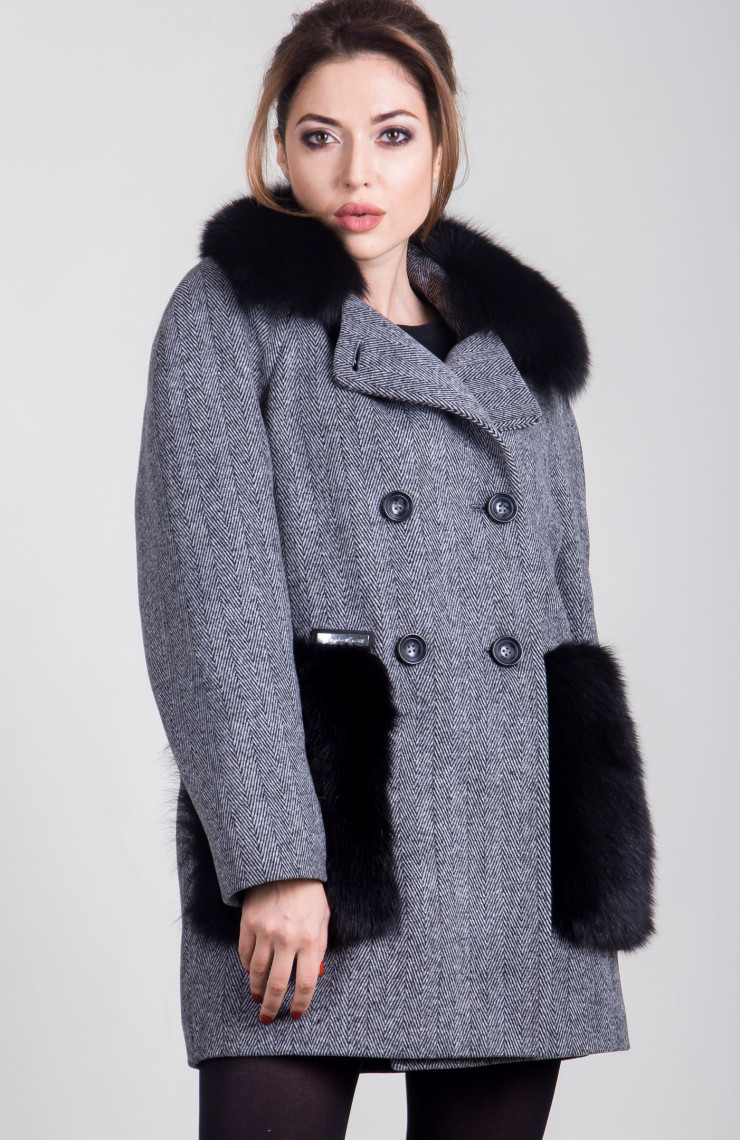 Пальто 1-063П Светло-серый