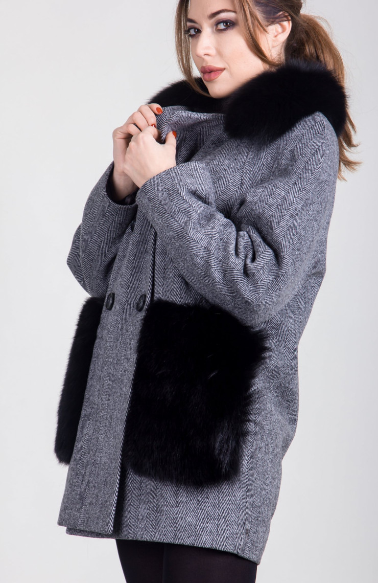 Пальто 1-063П Светло-серый