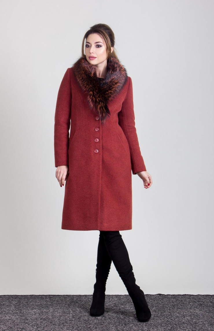 Пальто 1-183IT Красное дерево