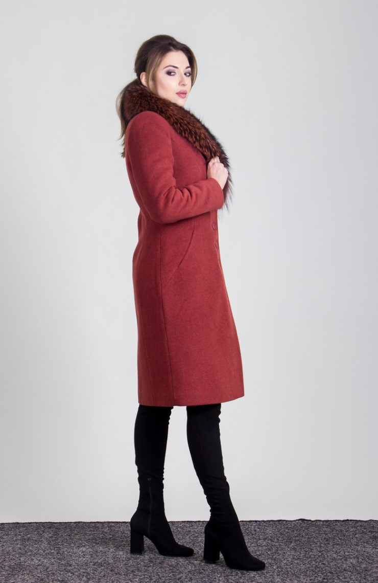 Пальто 1-183IT Красное дерево