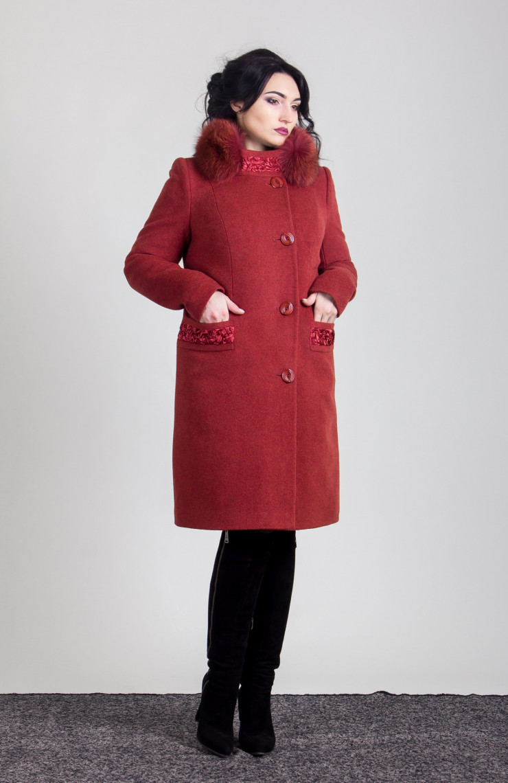 Пальто 1-092IT Красное дерево