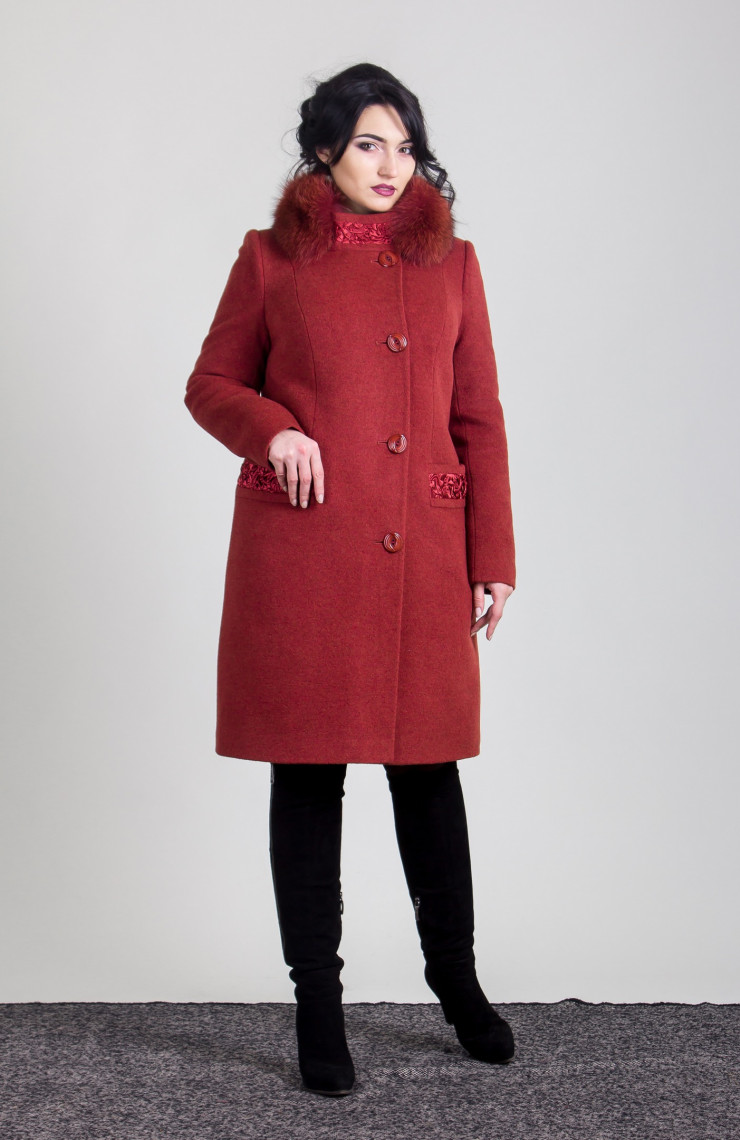 Пальто 1-092IT Красное дерево