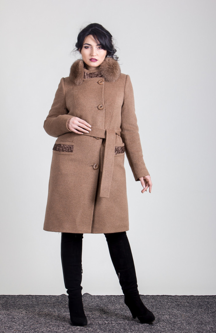 Пальто 1-092IT Молочный шоколад