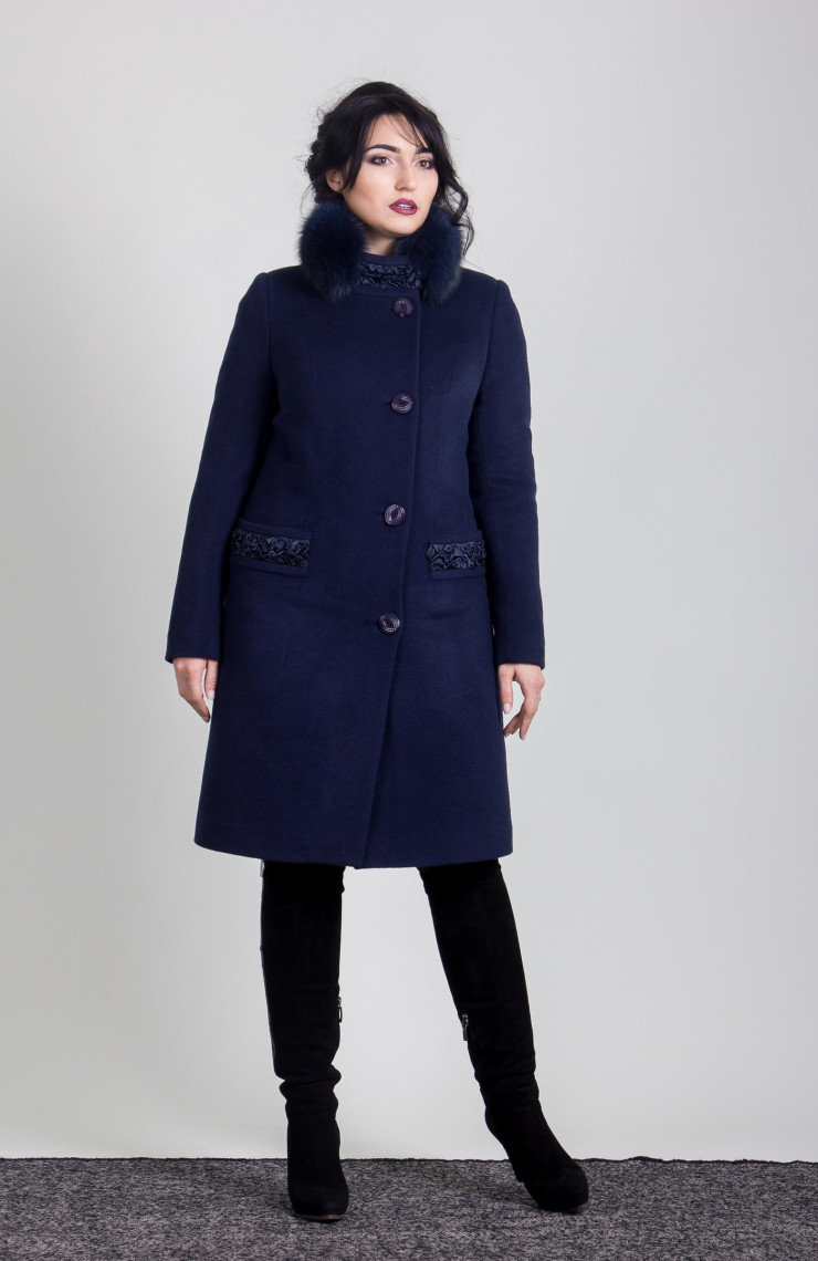 Пальто 1-092IT Темно-синий