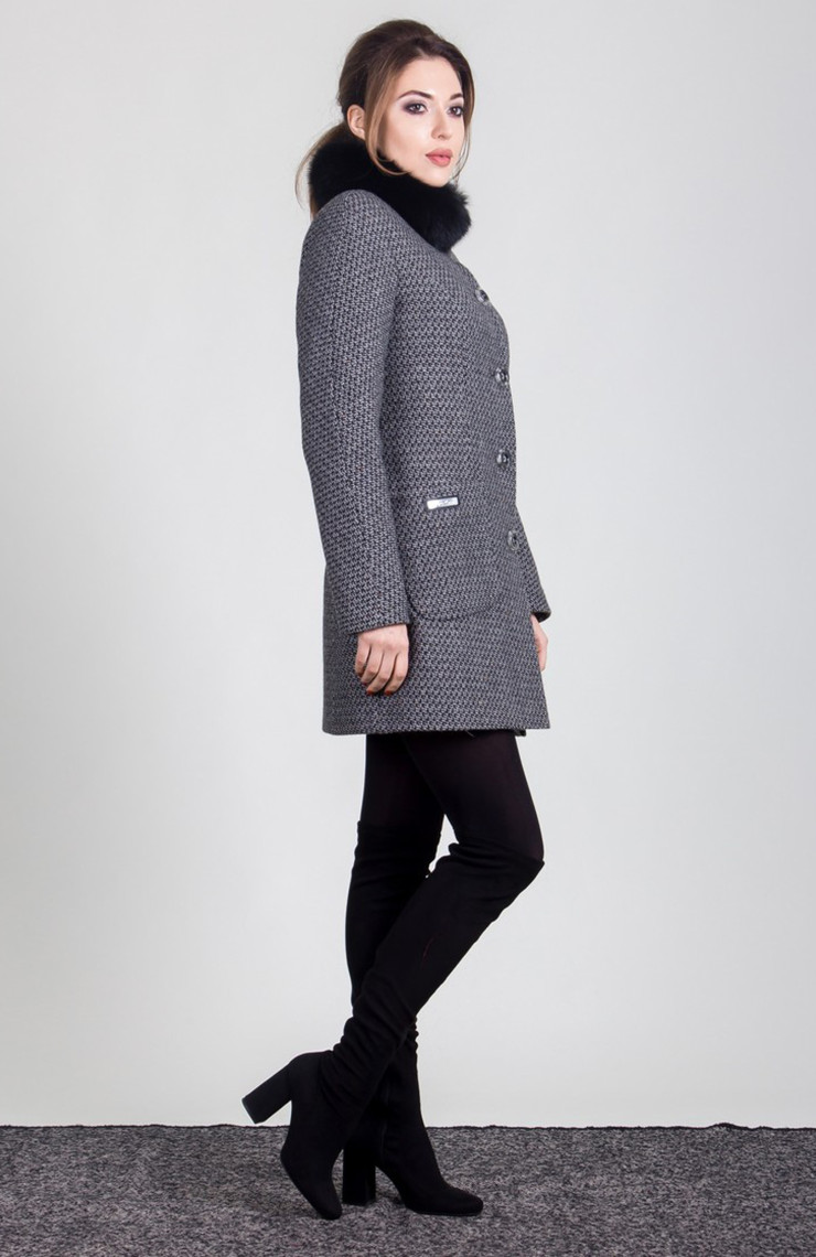 Пальто 1-076 Меланж серый