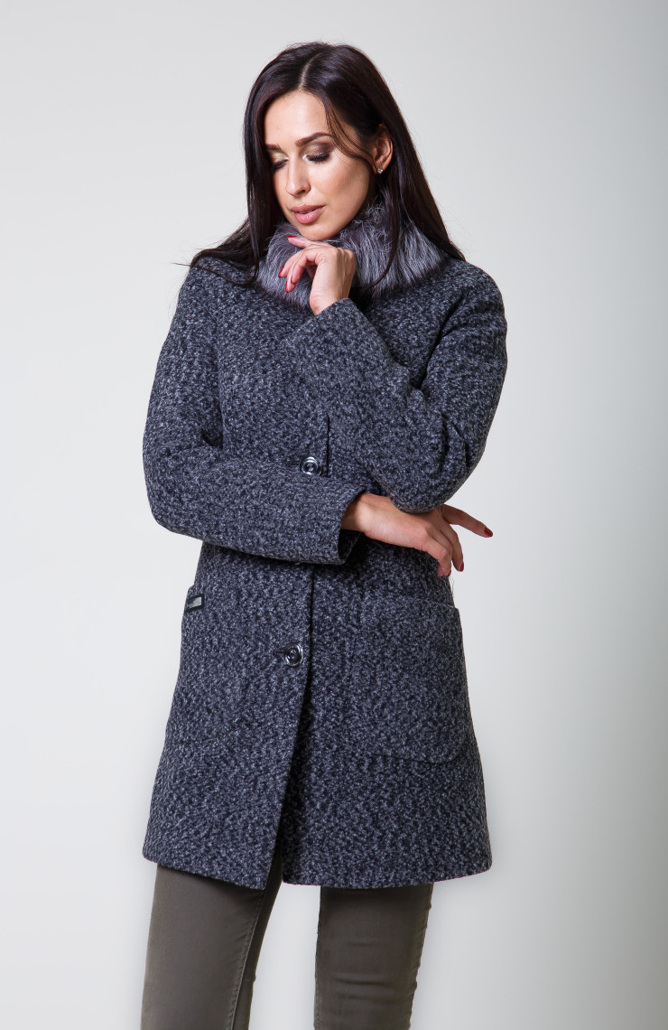 Пальто 1-076 Сине-черный